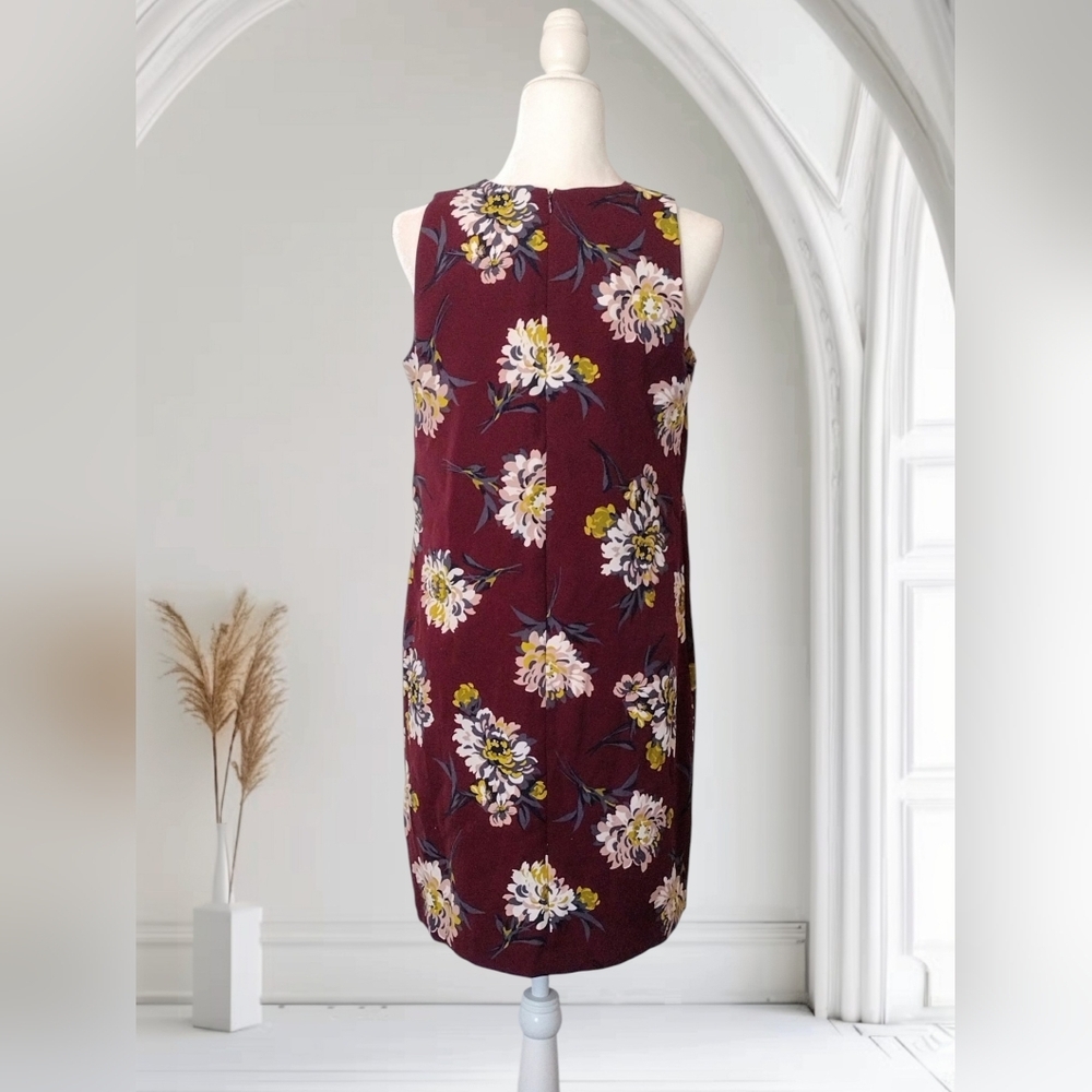 Ann Taylor Factory Women's Burgundy Floral Sleeveless Sheath Dress 10 Petite - Picture 4 of 6